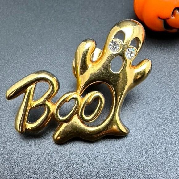Fun Festive Halloween Pumpkin Boo Ghost Earrings & Pin set bundle lot - Picture 3 of 7